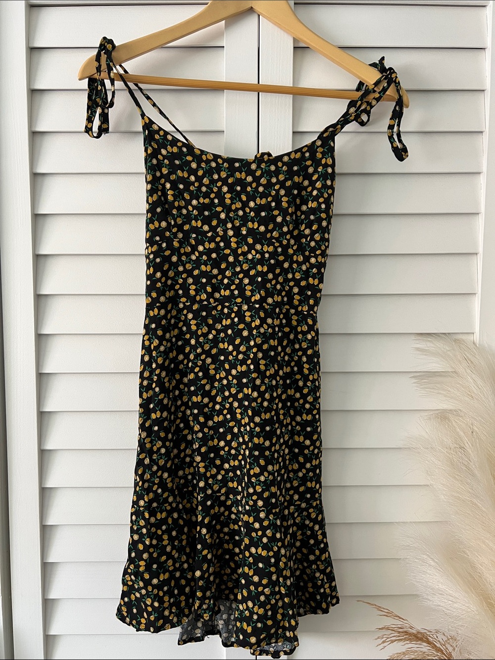 wild fable Black Mini Dress with Yellow Lemon Print
